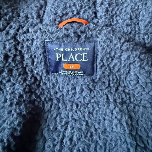 The Children's Place Orange Full Zip Fleece Faux Fur Hooded Puffer Coat Size 3T - Picture 2 of 9